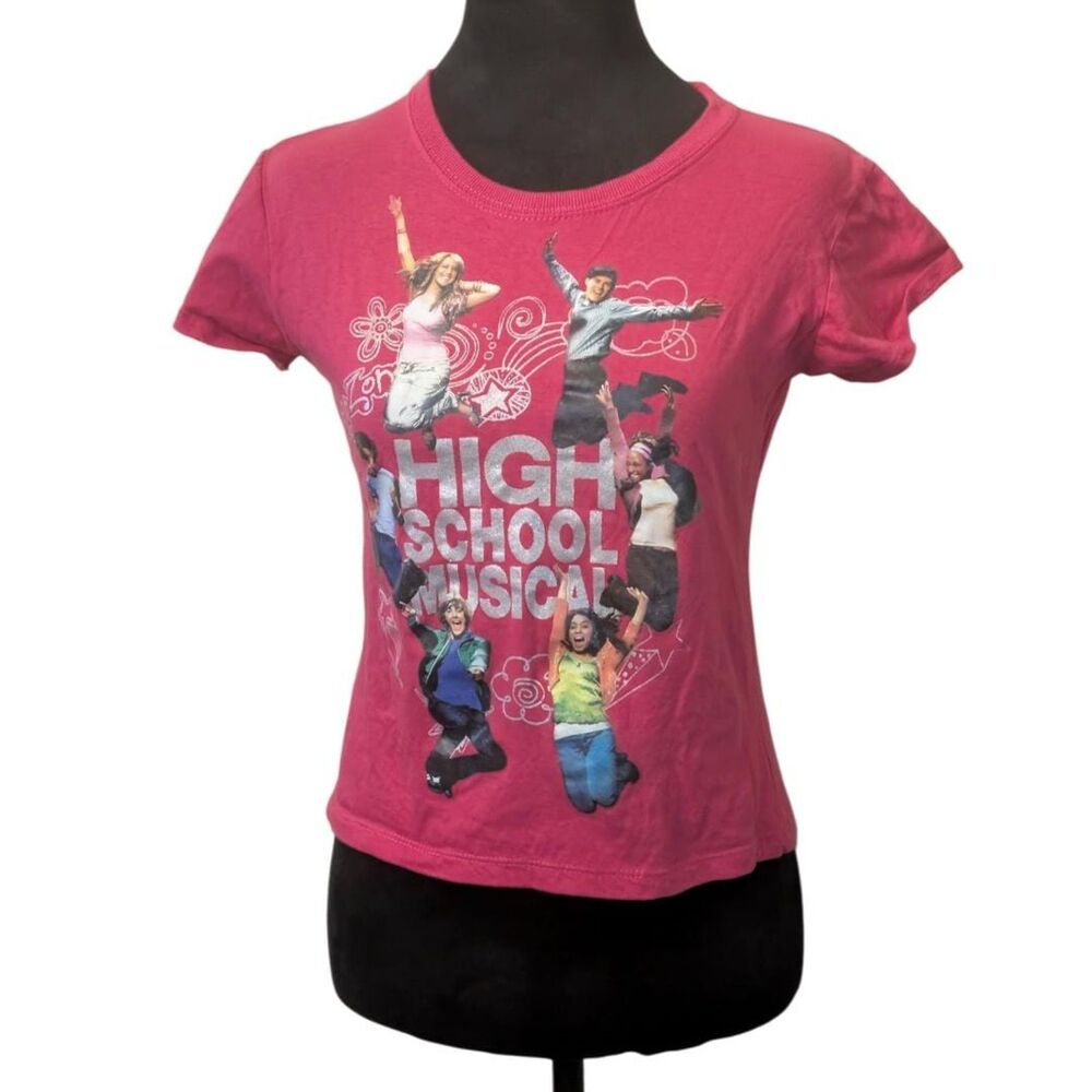 Disney High School Musical Y2K Glitter Cast Graphic Baby Tee Pink, Girls XL / Wo
